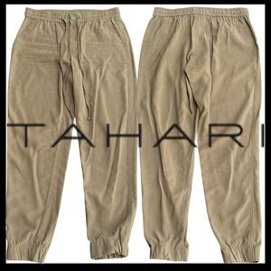Tahari Khaki Drawstring Elastic Hem Jogger Pants (M)